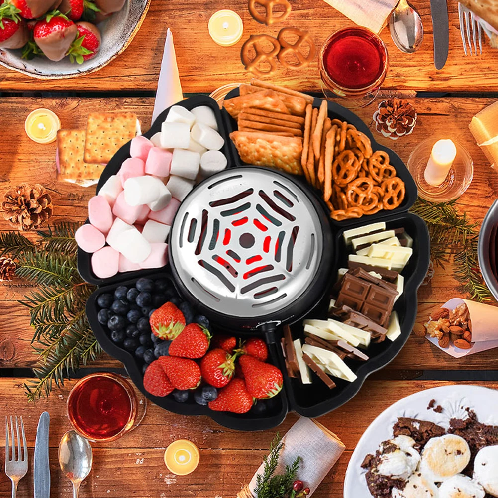 2-in-1-Elektro-Schokoladenfondue-Maker, Zuckerwatte-Schokoladenbutter-Toaster mit 4 abnehmbaren Tabletts, Partyzubehör für den Heimgebrauch Image