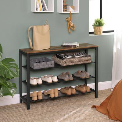 TEMU Shoe Rack, Organizer For Shoes, Storage, X 30 X 72 Cm, For The Entrance, Living Room, Bedroom, Simple Structure, Industrial Style, Rustic Brown And Black Image