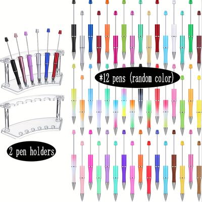 TEMU 12 Pen Set, Including 12 () Plastic Pens, 2 , 6 Slot Plastic Pen , Pen Diy Making Kits, Pen Display Stand, Suitable For School Offices Image