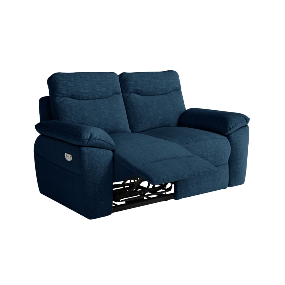 Canapé de relaxation électrique 2 places tissu texturé 3D - Bleu foncé