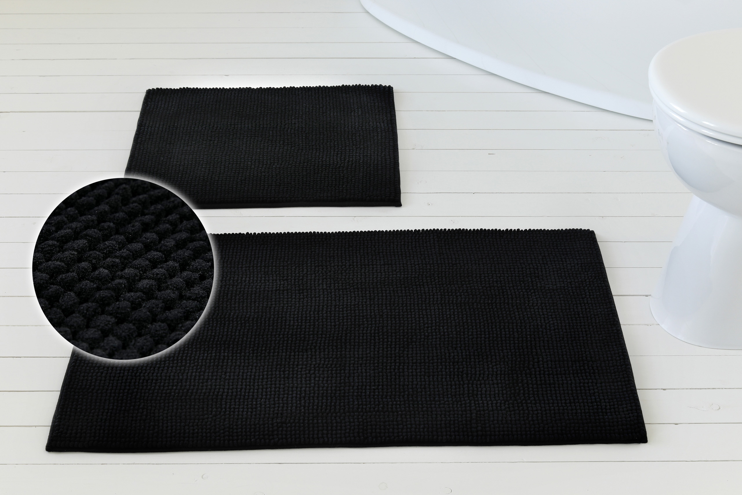 Badematte OTTO HOME "Kaelan, weicher Chenille", schwarz, H:14mm, Polyester, Badematten, Badematte, Badvorleger, Badteppich weiches Chenille, pastellfarben, Badezimmer Image