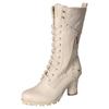 Winterstiefel MUSTANG SHOES, Damen, Gr. 39, beige (ecru), Lederimitat, unifarben, modisch, Schuhe, Absatzstiefel, Profilsohle, mit zusätzlichem Innenreißverschluss
