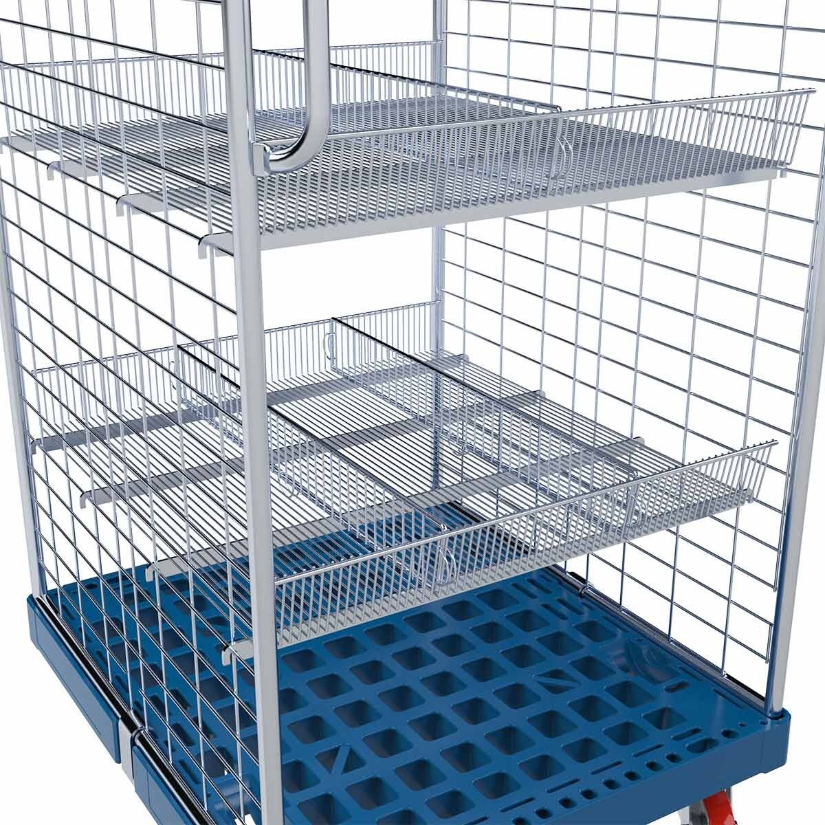 Defekturkorb / Drahtkorb für Kom.-Wagen KT 2, 405 x 700 mm, AK 100 mm beidseitig / einlegbar, Cr 3 Image