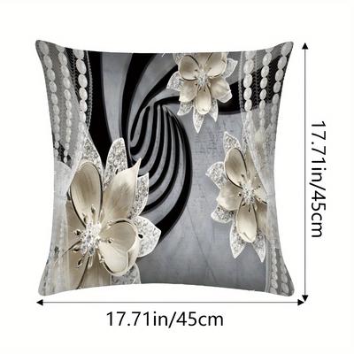 TEMU 1pc Vintage Floral Print Pillow Cover, Soft Short Plush Polyester, Machine Washable, Zipper Closure, Decorative Cushion Case For Office, Living Room, Bedroom, Sofa, Bed - Decor Gift Image