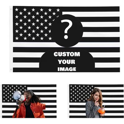 TEMU 1pc Customizable Black America Flag Tapestry - Personalize With Your Image, Durable Polyester, Ideal For Decorating Clubs, Concerts, Bars, University Dorms, Living Rooms & Bedrooms Image