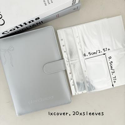 TEMU 1pc A5 Leather Kpop Photocard Collect Binder, Photo Album Storage Stationery With 20 Sleeves, Silver