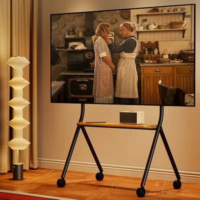 Rollbarer TV-Ständer, mobiler TV-Ständer, Bodensockel mit Rollen, geeignet für Spiel-TV-Wagen für 32-75-Zoll-Fernseher für Wohnzimmer im Freien