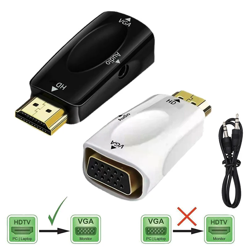 HDMI-kompatibel zu VGA Kabel Konverter 1080P Audio Kabel Konverter 3,5mm Jack Audio Für PC Laptop Tablet TV box Computer Display Image
