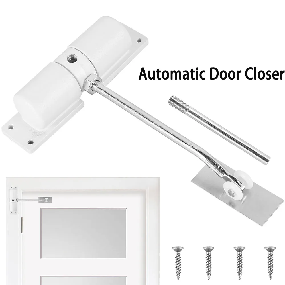 Automatischer Türschließer, verstellbar, robust, Sicherheitsfeder, 30 kg, Metall-Türschließer, langlebig, umwandelbare Scharniertür für Zuhause