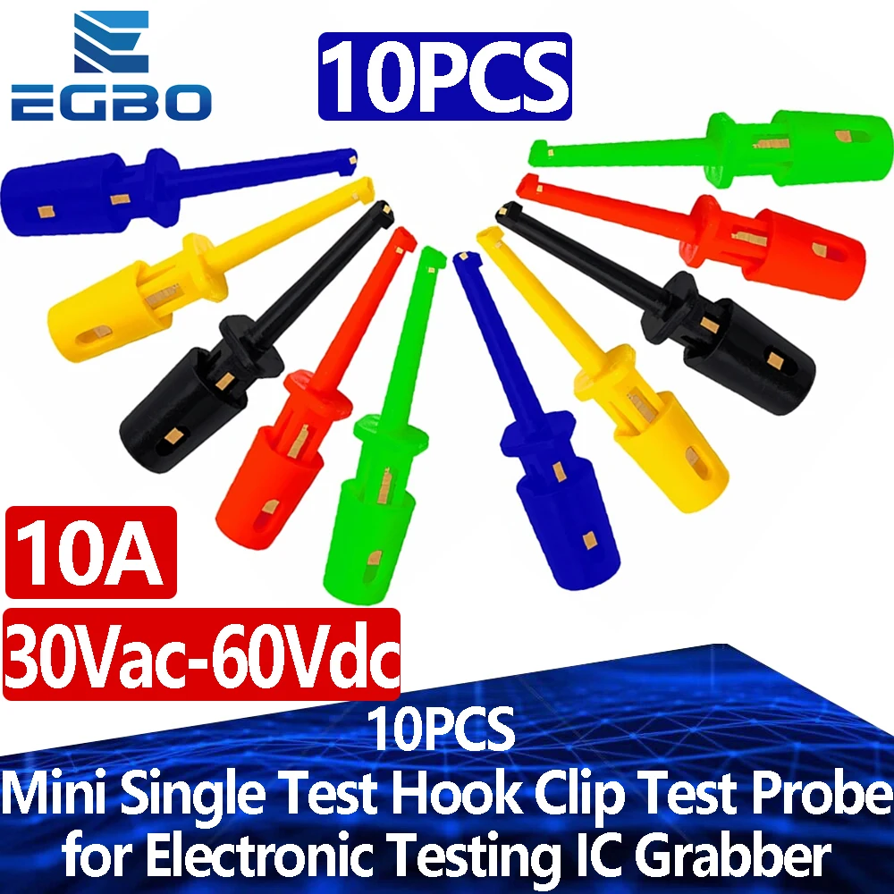 10PCS Mini Einzel Test Haken Clip Test Sonde für Elektronische Prüfung IC Grabber Kleine Größe Runde Krokodil Clip Haken test Clip Image