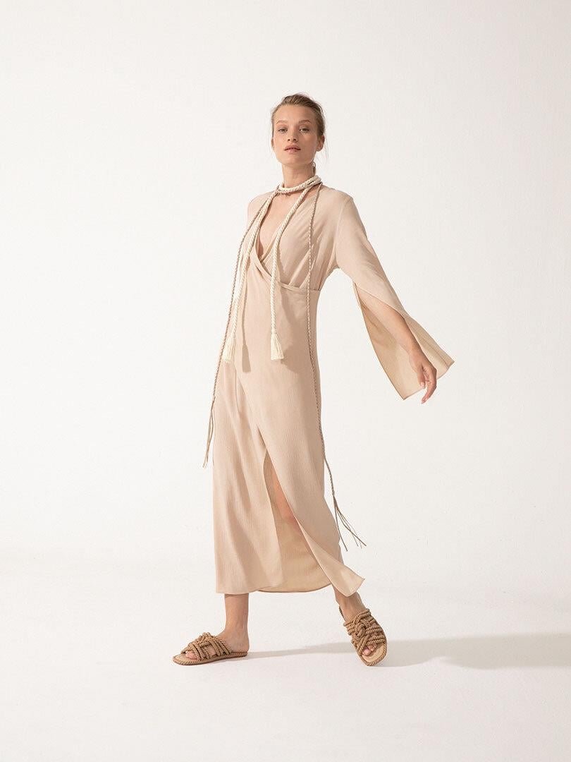 Langarm Maxikleid mit Cut-Out-Detail Image