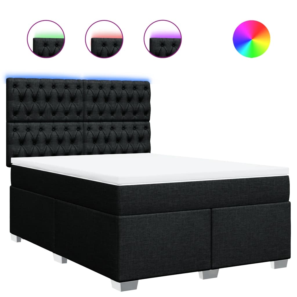 vidaXL Boxspringbett mit Matratze Schwarz 160x200 cm Stoff Image