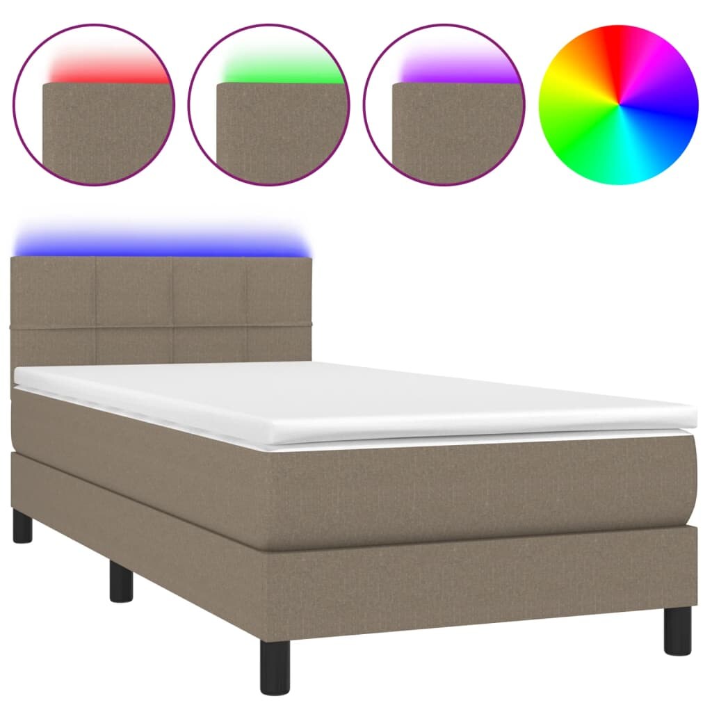 vidaXL Boxspringbett mit Matratze & LED Taupe 100x200 cm Stoff Image
