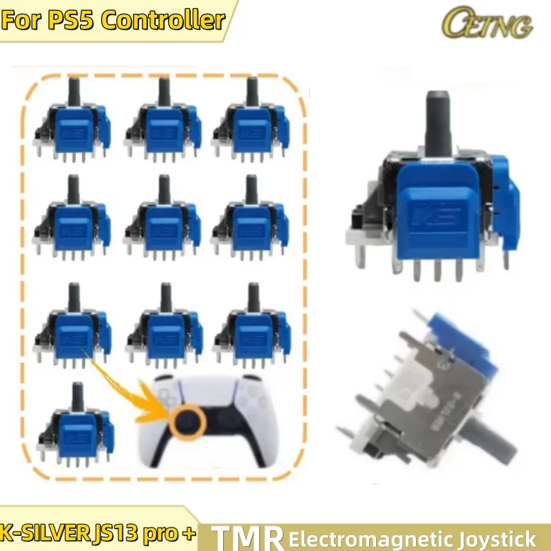 10 pièces K-SILVER JS13 pro + TMR Joystick électromagnétique pour PS5 pièces de rechange TMR Joystick 3D analogique bâton de pouce Rocker
