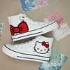 Kawaii Hello Kitty Mädchen Segeltuchschuhe Sanrio Anime Student Casual Sneakers Niedliche Cartoon bedruckte High Top Sport Sneakers Schuhe