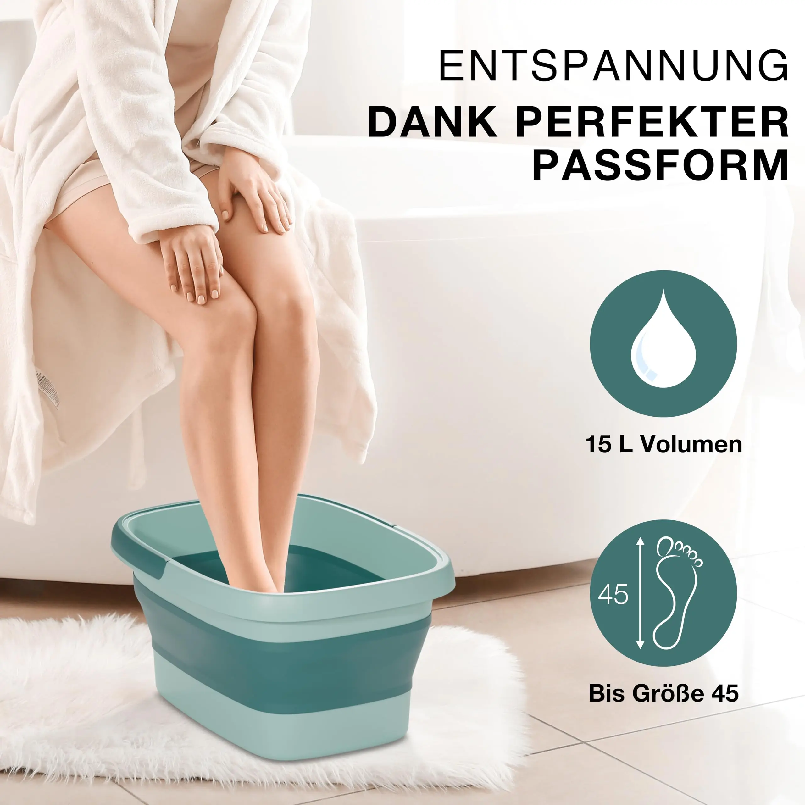 Zusammenklappbare Fußbad-Einweichwanne mit Griff zum Waschen der Einweichen der Füße, tragbarer Füße-Spa-Eimer mit Massage-Akupunkturpunkt Image