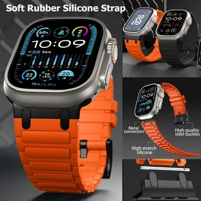 Ultra 2 49 mm weiches Gummi-Silikonarmband für Apple Watch Serie 10 46 mm 42 mm iWatch 9 Band 45 mm 44 mm 38 40 mm 41 mm Armband Correa Image