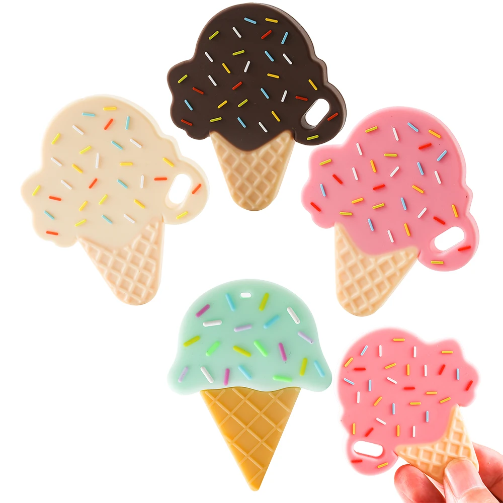 Silikon Baby Beißring Baby 0 12 Monate Zubehör Silikon Beiß spielzeug für Säugling Cartoon Eis Beißring Spielzeug Baby Rassel Image