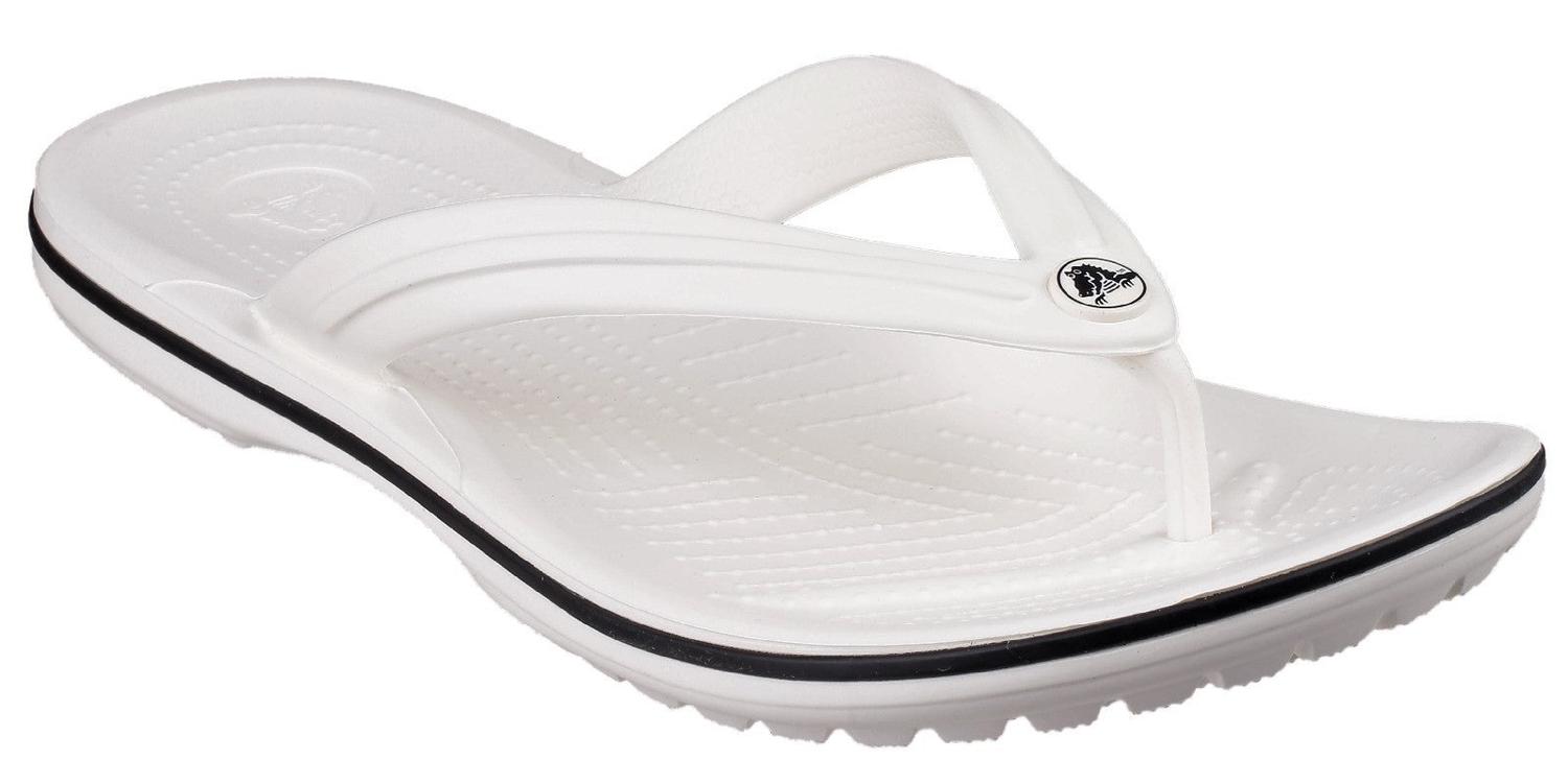Crocs Mens Unisex Crocband Flip Flops White - Size UK 4 | Crocs Sale | Discount Designer Brands