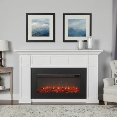 75” Electric Fireplace ,with Mantel, Replaceable Fireplaces Insert Heater, Realistic Log and Flame