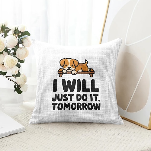 Dekorativer Kissenbezug mit lustigem Zitat, 1 Stück, weicher, quadratischer Couchkissenbezug für Schlafzimmer, Wohnzimmer, Sofa, Stuhl Image