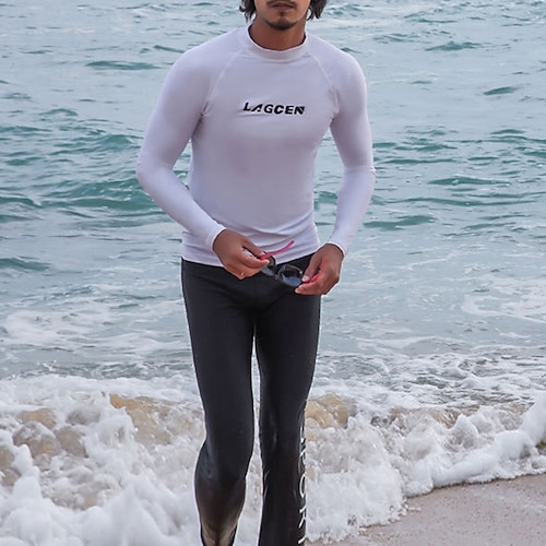Herren Rash Guard Badeanzug T-Shirt zum Schwimmen Bedruckt 2 teilig Schnelltrocknend Leicht Atmungsaktiv Langarm Bademode Badeanzug Surfen Strand Wassersport Sommer Image