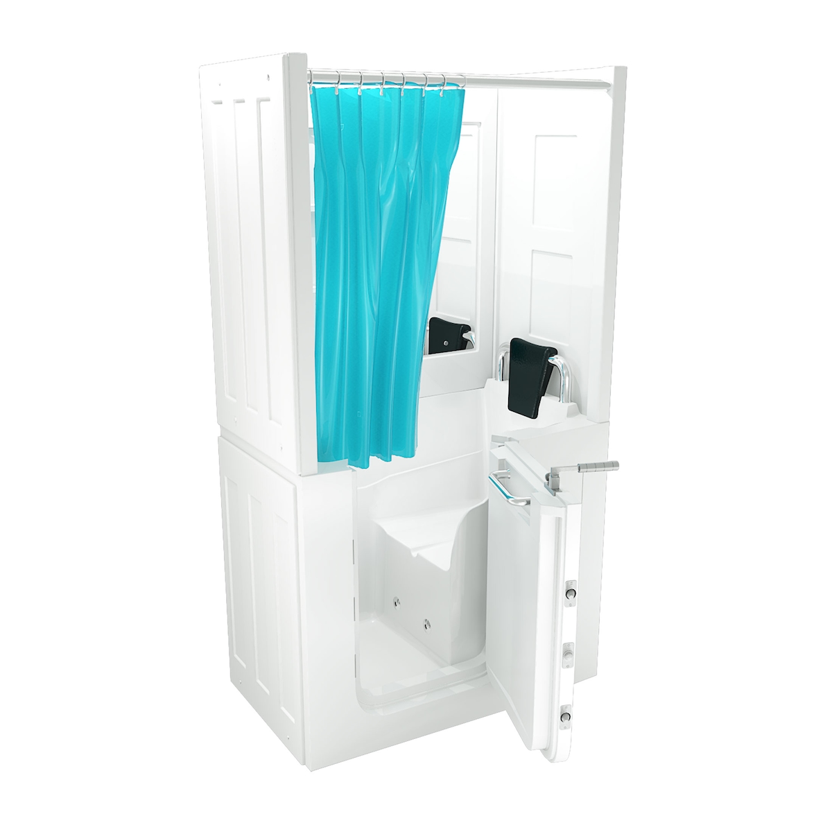 AcquaVapore Seniorendusche und Kombination Wanne mit Whirlpool S08D-WP-B-R 110x68x205cm Image