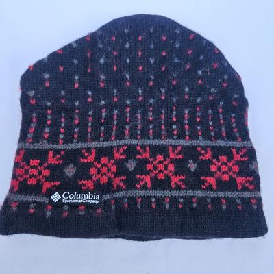 Columbia Accessories | Columbia Sportswear Beanie Hat Knit Fair Isle 100% Wool Made Ln Canada One Size | Color: Black/Red | Size: Os