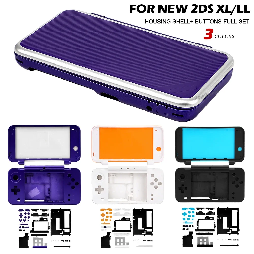 2 IN 1 Replacement For NEW 2DS XL LL Full Housing Shell Case + For NEW 2DS XL LL ABXY L R ZL ZR D Pad Cross Full Buttons Set