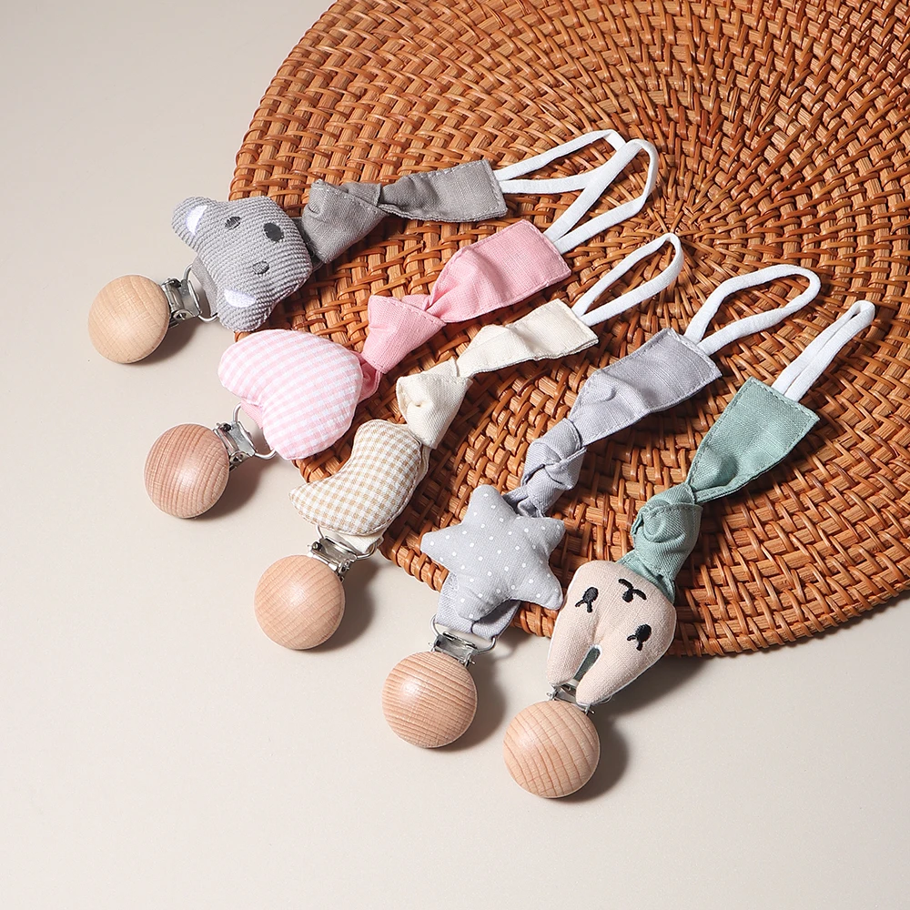 Neue Cartoon Leinen Schnullerkette Stoff Baumwolle Paci Kette Anti Drop Baby Kette Spielzeug Kleiderbügel Image