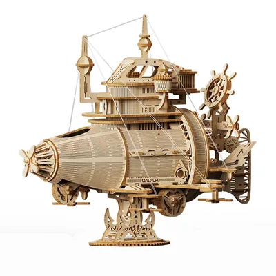 3D Holz puzzle handgemachte Raumschiff Miniatur Modell Kits mechanische Handwerk Puzzles für Freunde Image