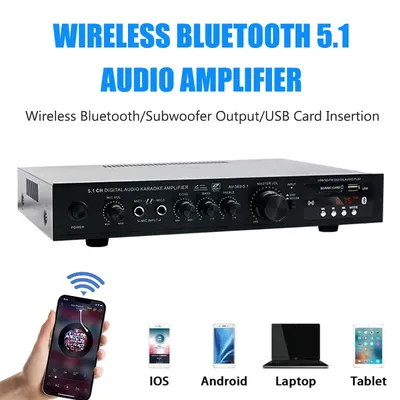 AV-369BT Bluetooth 5.1 Sound Lautsprecher AMP, HiFi Audio Verstärker Empfänger, 6-Kanal Heimkino Image