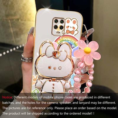 TEMU Note 9 Pro Rabbit Holder Bracelet Plating Phone Case For Xiaomi Note 9s 9 Cover Image
