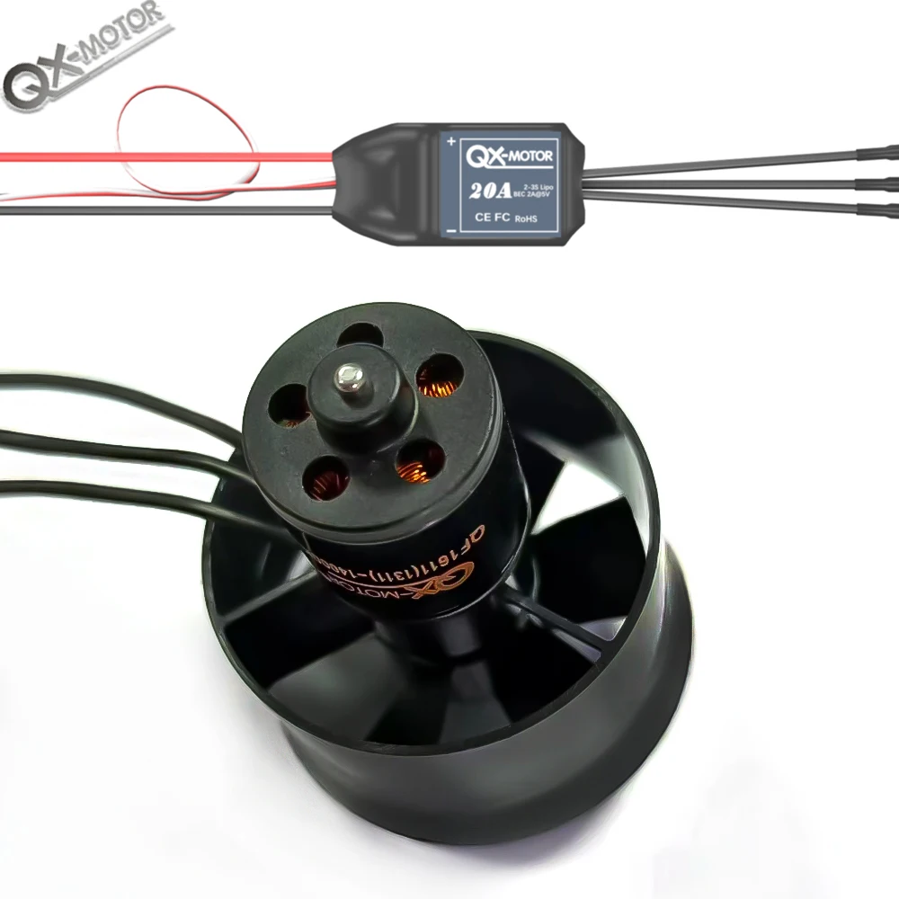 QX-Motor 30 mm EDF 6 Flügel Kanalventilator QF1611 Bürstenloser Motor mit 40 A/20 A Regler für DIY RC Flugzeuge Modellteile Automodell Image