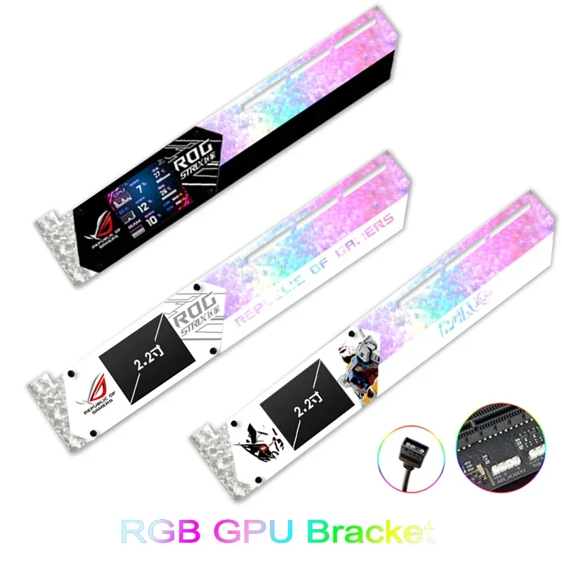 GPU Halter LCD ARGB 30/40 Grafikkarte Unterstützung MSI/AORUS/ROG + 2,2'' Monitor Horizontal PC Gamer DIY Gamer Schrank Dekoration Image