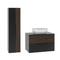 Set di mobili da bagno con lavabo effetto legno nero e marrone 80cm