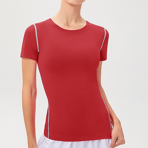 Per donna Maglia Girocollo Asciugatura Rapida Leggero Confortevole Sportivo Manica Corta Gli sport Tinta unica Maglietta Canotta Per Allenamento in Palestra Corsa Fitness Taglia piccola Abbigliamento