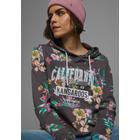 Kapuzensweatshirt KANGAROOS, Damen, Gr. 44/46 (L), grau (anthrazit, meliert), Interlock, Obermaterial: 60% Baumwolle, 40% Polyester. Kapuzenfutter: 60% Baumwolle, 40% Polyester, geblümt, bedruckt, casual, figurumspielend hüftbedeckend, Langarm...