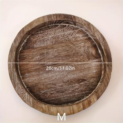 TEMU Rustic Wooden Candle Tray Holder - Round Decorative Centerpiece For Farmhouse, Christmas, Wedding & Halloween Home Decor Image