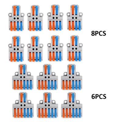 TEMU 14pcs Lever Wire Connector Kit - 2x4 & 2x6 Out Quick Connect Terminals, Panel Mount, Copper Contacts Image