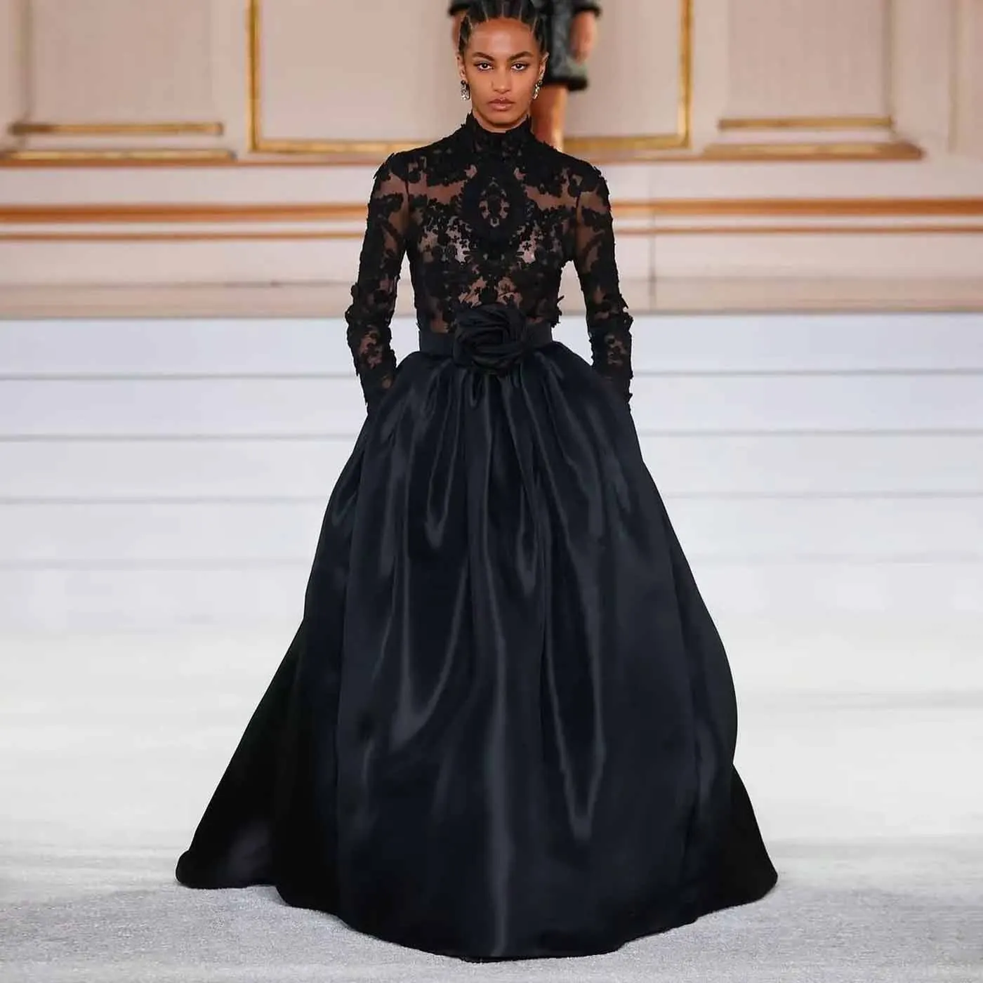 Eleganter langer Rock aus schwarzem Satin, maßgeschneidert, hohe Taille, Ballkleid, Damen-Abschlussballrock mit Taschen, bodenlange Abend-Maxiröcke Image