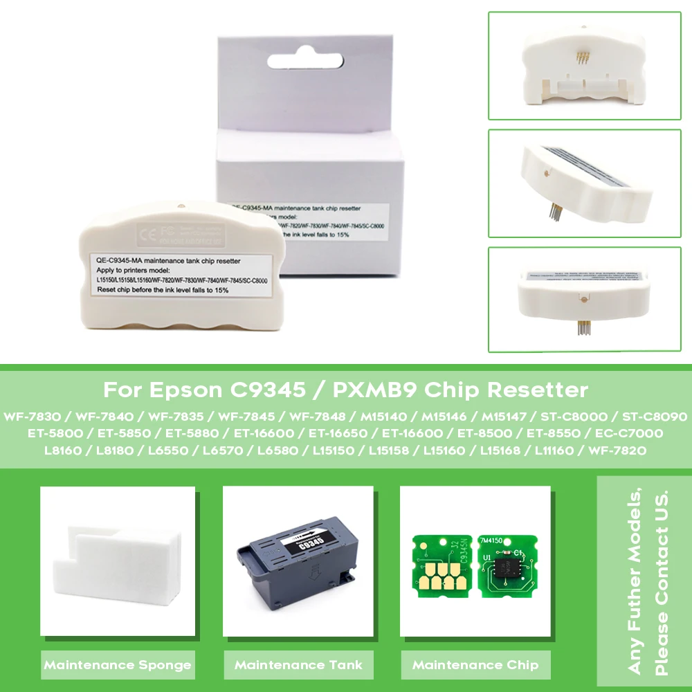 C9345 wartungs tank chip oder reset ter für epson WF-7820 wf-7840 l8050 l8180 l8160 l15158 l15168 l15150 l15160 l6558 st-c8000 Image