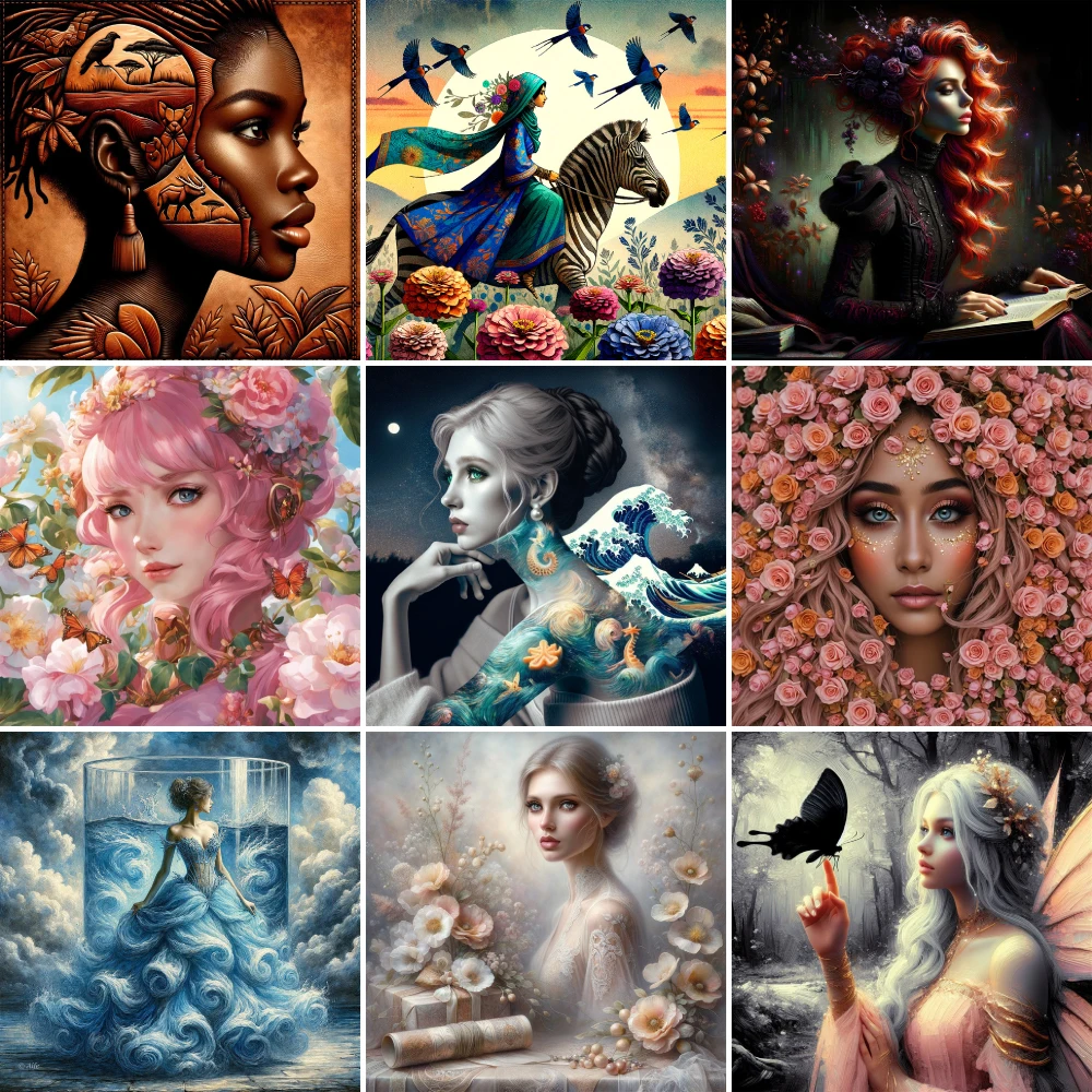 Porträt schönes Mädchen malen nach Nummer Handwerk Handwerk Lieferungen für Erwachsene Raum dekoration Mutter Geschenk Großhandel 2024 neu Image