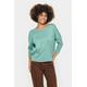 Rundhalspullover SAINT TROPEZ "A2561, MilaSZ R-Neck", Damen, Gr. M (38), blau (blau surf melange), Feinstrick, Obermaterial: 80% Viskose, 20% Polyacryl, meliert, modisch, normal, Rundhals, 3/4-Ärmel, Pullover