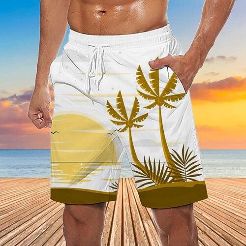 Herren Badehose Badeshorts Schnelltrocknend Atmungsaktiv Bademode Unterteile Schwimmen Surfen Strand Wassersport Tropisch Bedruckt Sommer Frühling