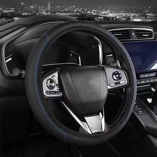 1 stücke auto lenkrad abdeckung faser leder doppel kreis ohne inneren ring elastische band griff abdeckung verschleiß-beständig geprägte