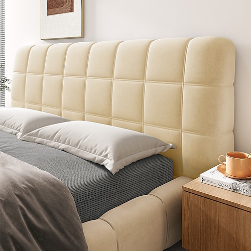 Vollumschließender Kopfteilbezug aus Kristallsamt mit Polsterung aus PP-Baumwolle, staubdicht Stoßfester Schonbezug für Kopfteil, Queen/King/Full, elastische Seiten passen auf verschiedene Kopfteile Image