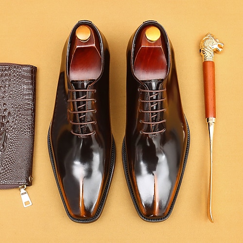 Oxford-Schuhe aus hochwertigem Rindsleder für Herren – formelles Business-Schuhwerk mit elegantem Glanz-Finish, ideal für Hochzeiten, das Büro und formelle Anlässe Image