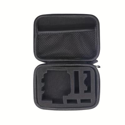 TEMU 1pc Eva Hard Shell Action Camera Storage Case - Shockproof Protective Travel Bag For Hero 12/11/10/9/8/5, Xiaomi Yi 4k, Sj4000, H9r - Black Accessory Organizer Image