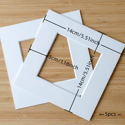 TEMU 5pcs Vintage Beige Square Photo Frames, 14mm - Decorative Cardstock Display For Artwork & Home Decor Image